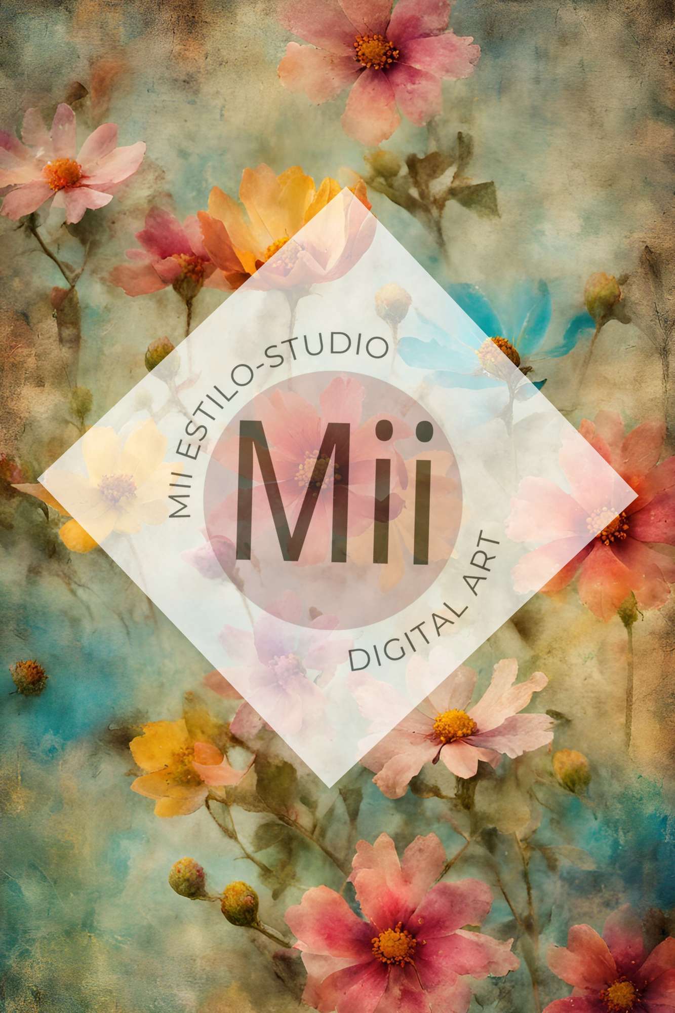 Alena Flower Handcrafted Canvas Style Digital Backdrops, Maternity Photoshoot Backgrounds, Flower Texture Overlays, Flower Fine Art Backdrop Designs, Photoshop Overlay Textures - Mii - Estilo