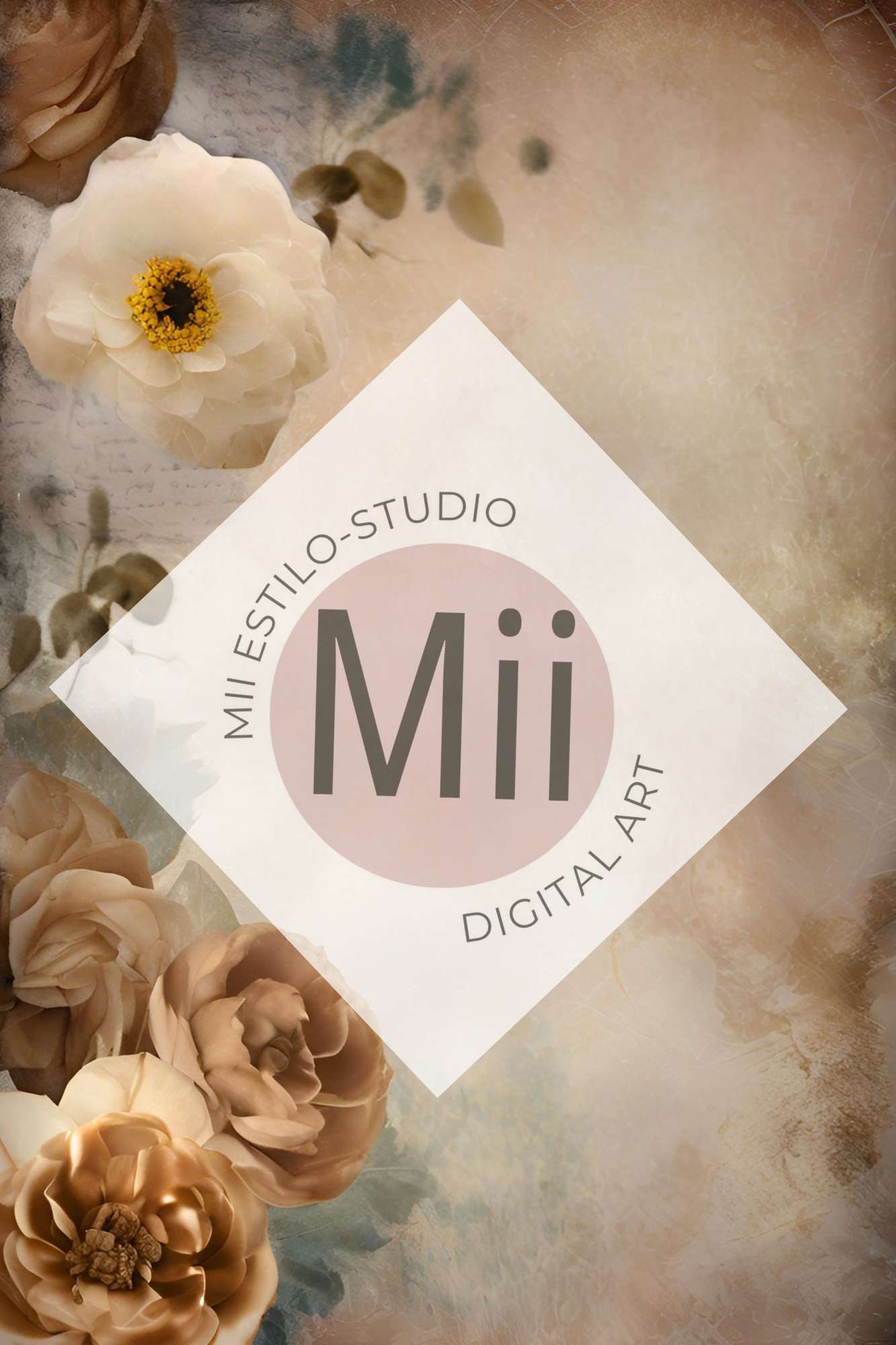 Aletris Flower Handcrafted Canvas Style Digital Backdrops, Maternity Photoshoot Backgrounds, Flower Texture Overlays, BROWN Flower Fine Art Backdrop Designs, Photoshop Overlay Textures - Mii - Estilo
