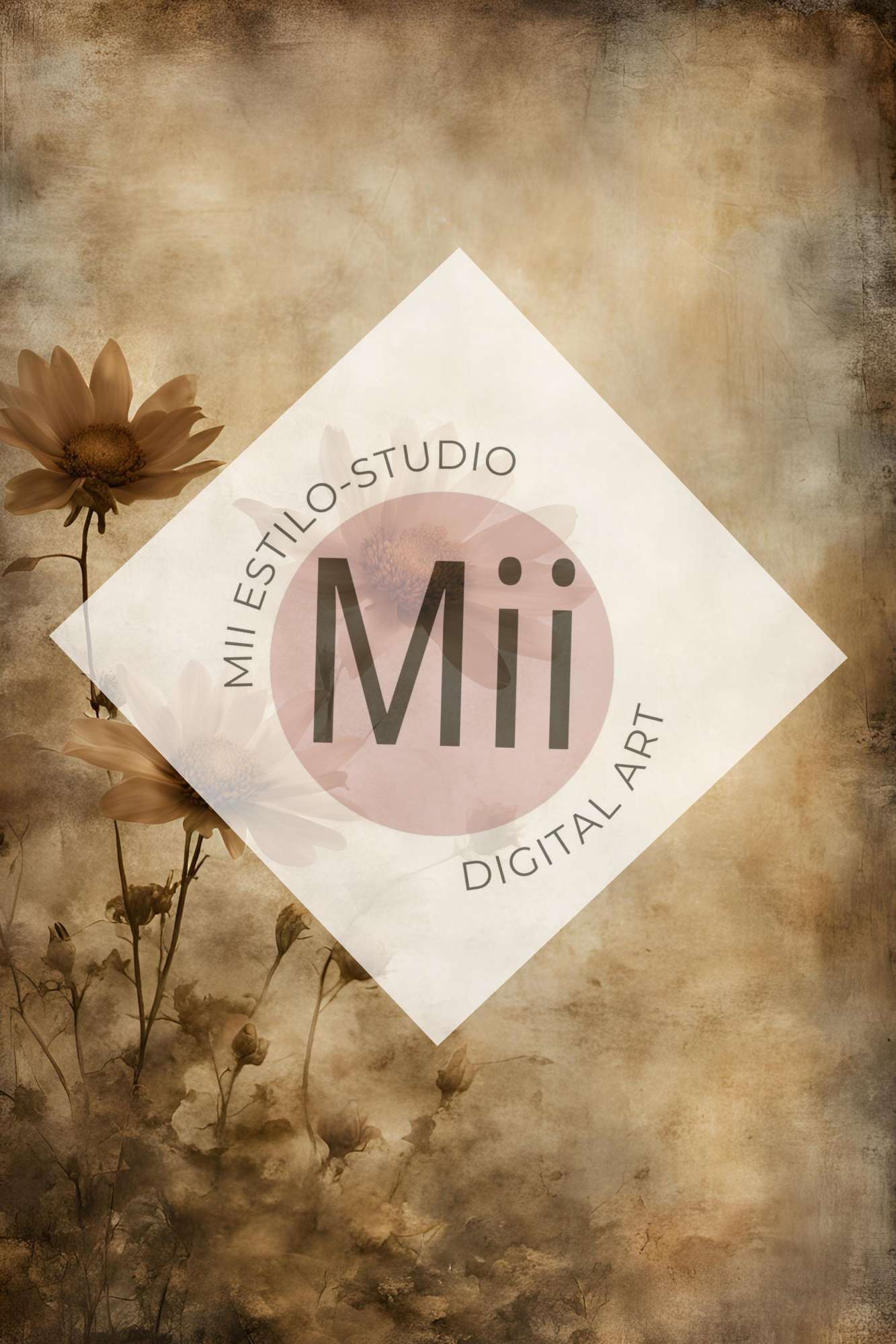 Aletris Flower Handcrafted Canvas Style Digital Backdrops, Maternity Photoshoot Backgrounds, Flower Texture Overlays, BROWN Flower Fine Art Backdrop Designs, Photoshop Overlay Textures - Mii - Estilo