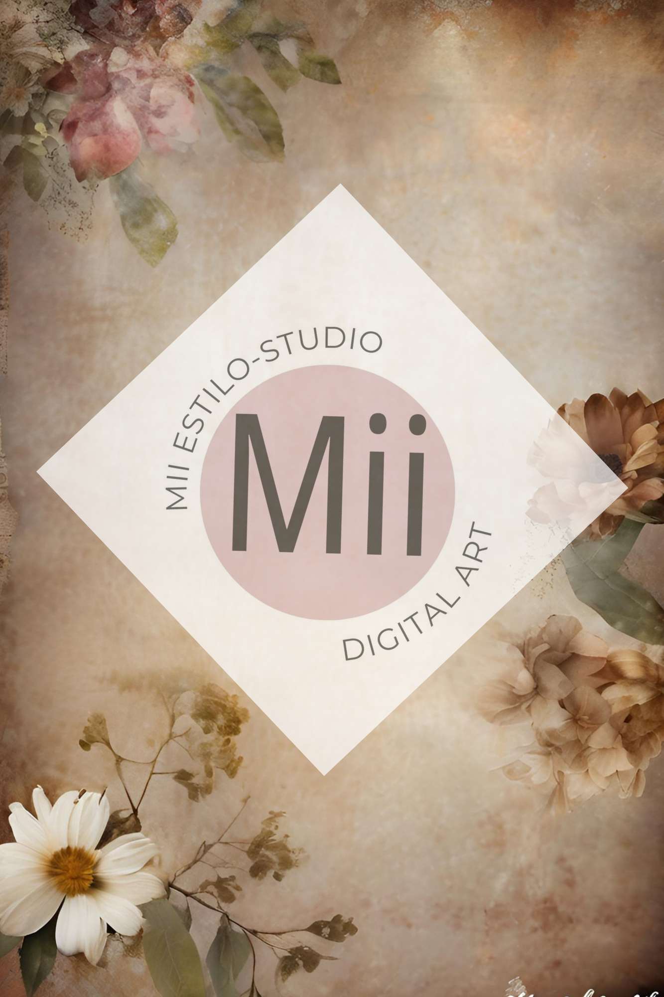 Aletris Flower Handcrafted Canvas Style Digital Backdrops, Maternity Photoshoot Backgrounds, Flower Texture Overlays, BROWN Flower Fine Art Backdrop Designs, Photoshop Overlay Textures - Mii - Estilo