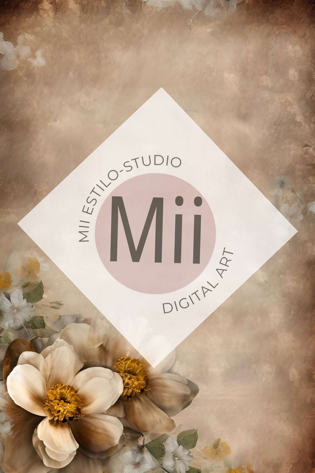 Aletris Flower Handcrafted Canvas Style Digital Backdrops, Maternity Photoshoot Backgrounds, Flower Texture Overlays, BROWN Flower Fine Art Backdrop Designs, Photoshop Overlay Textures - Mii - Estilo