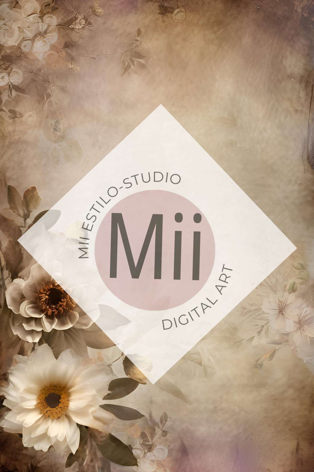 Aletris Flower Handcrafted Canvas Style Digital Backdrops, Maternity Photoshoot Backgrounds, Flower Texture Overlays, BROWN Flower Fine Art Backdrop Designs, Photoshop Overlay Textures - Mii - Estilo