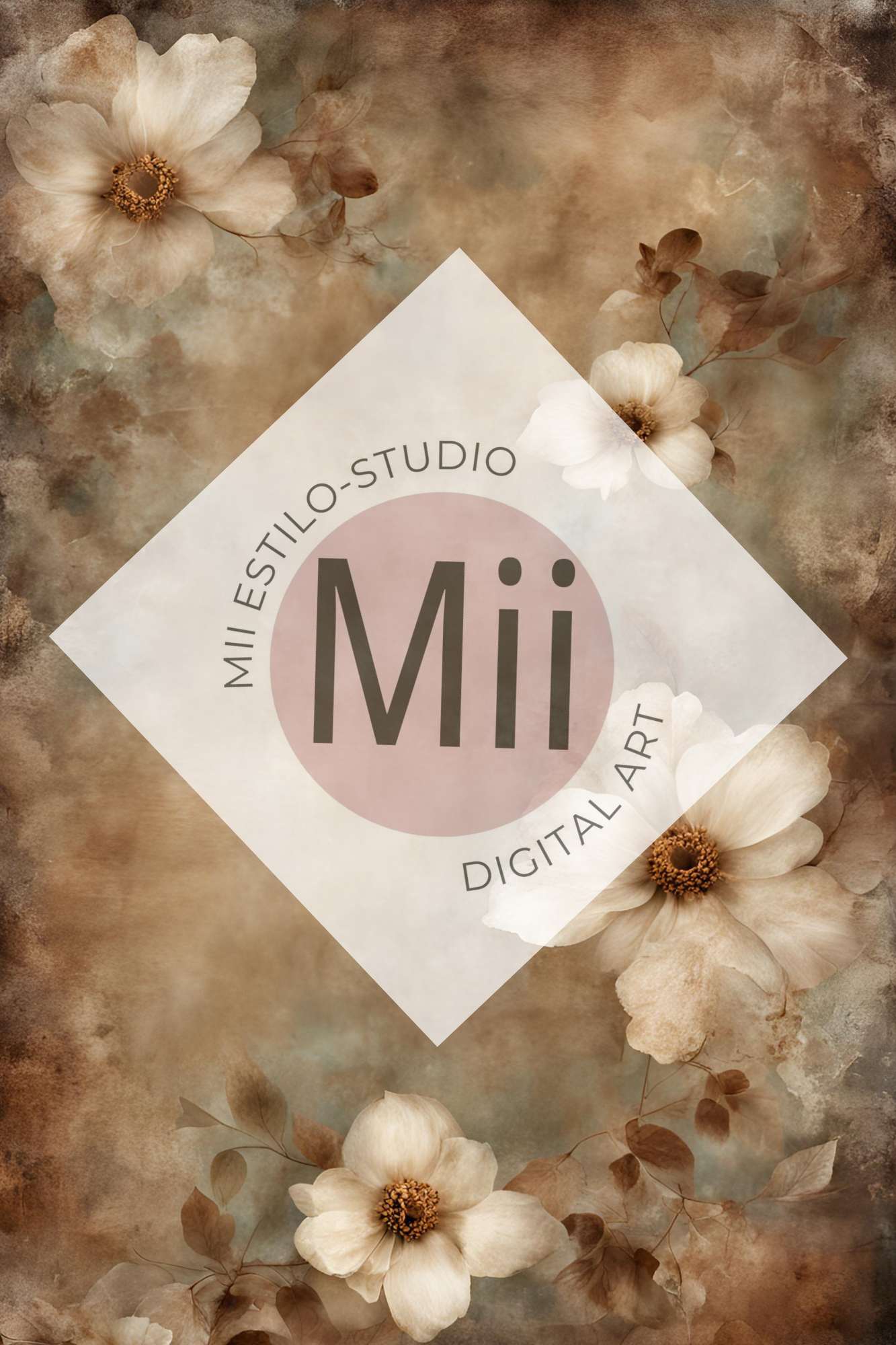 Aletris Flower Handcrafted Canvas Style Digital Backdrops, Maternity Photoshoot Backgrounds, Flower Texture Overlays, BROWN Flower Fine Art Backdrop Designs, Photoshop Overlay Textures - Mii - Estilo