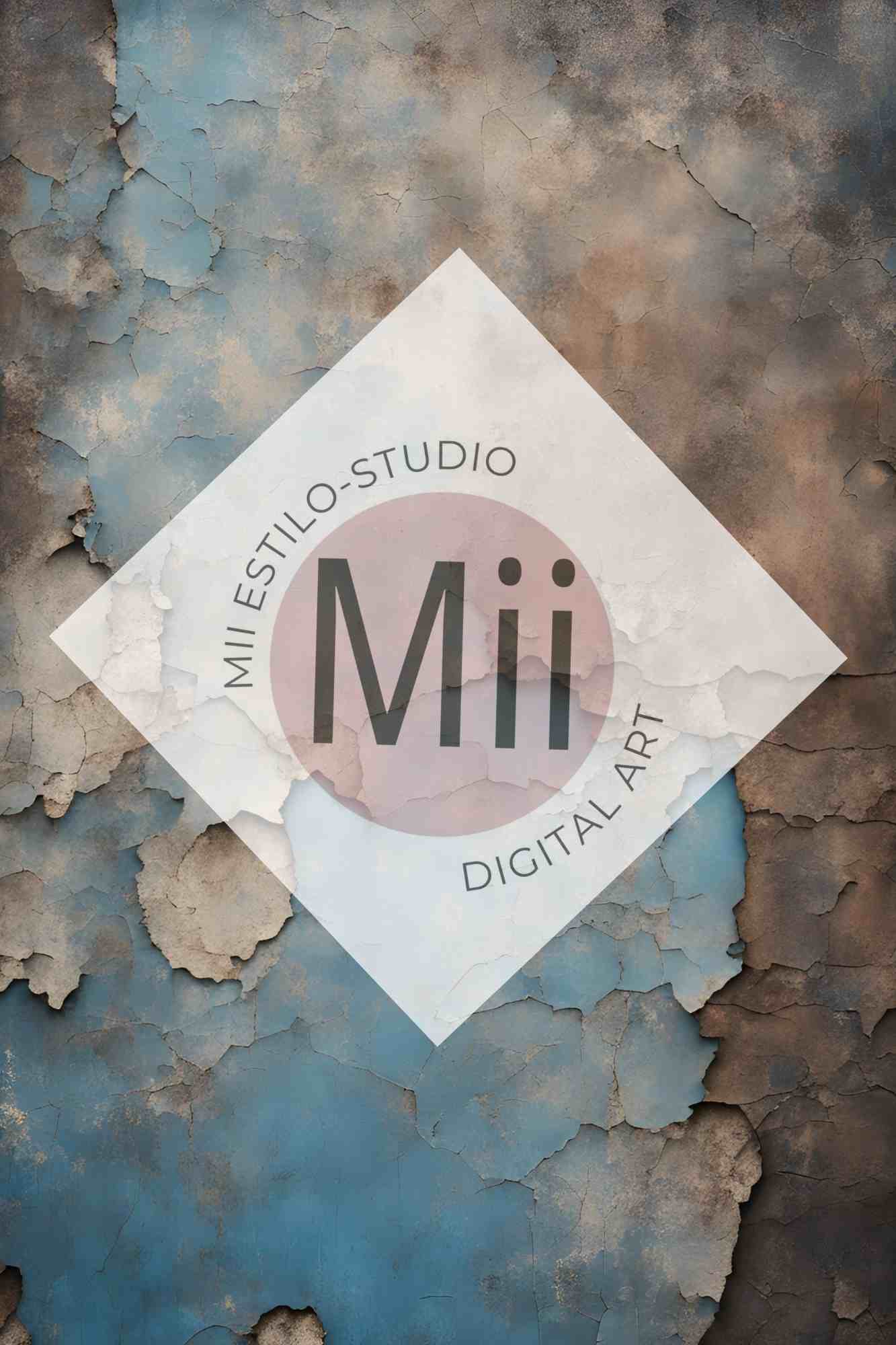 Amsonia Vintage Blue Cracked Wall Digital Backdrop – Distressed Textured Background for Photoshop - Mii - Estilo