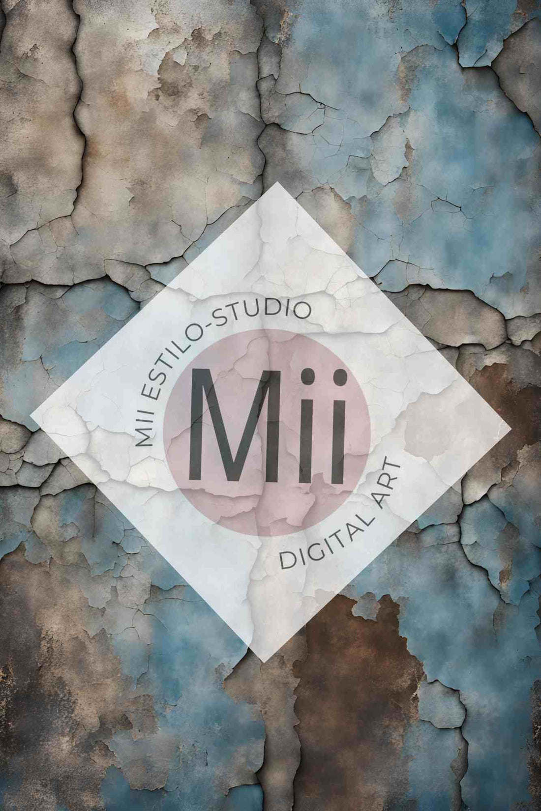 Amsonia Vintage Blue Cracked Wall Digital Backdrop – Distressed Textured Background for Photoshop - Mii - Estilo