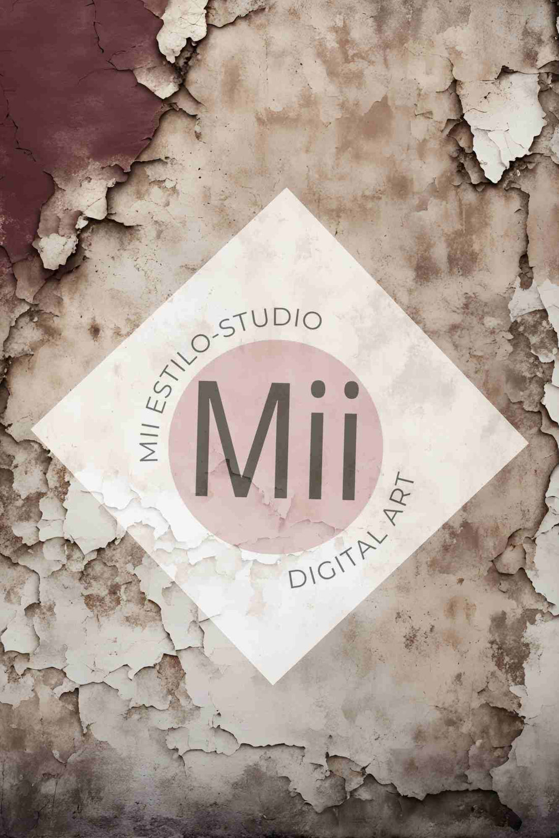 Anemone Vintage Cracked Plaster Digital Backdrop – Aged Red and Beige Peeling Wall Texture for Photography - Mii - Estilo