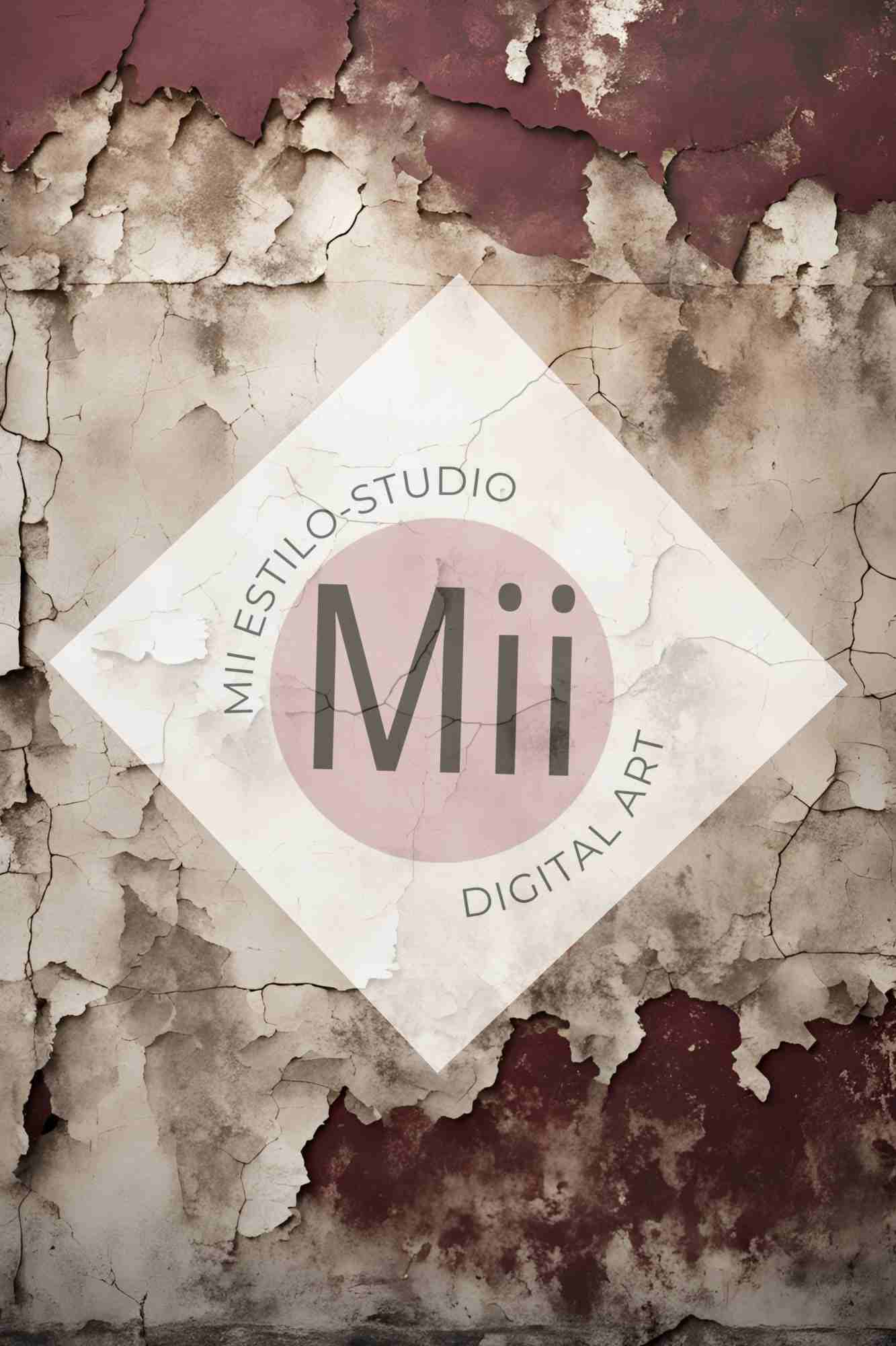 Anemone Vintage Cracked Plaster Digital Backdrop – Aged Red and Beige Peeling Wall Texture for Photography - Mii - Estilo