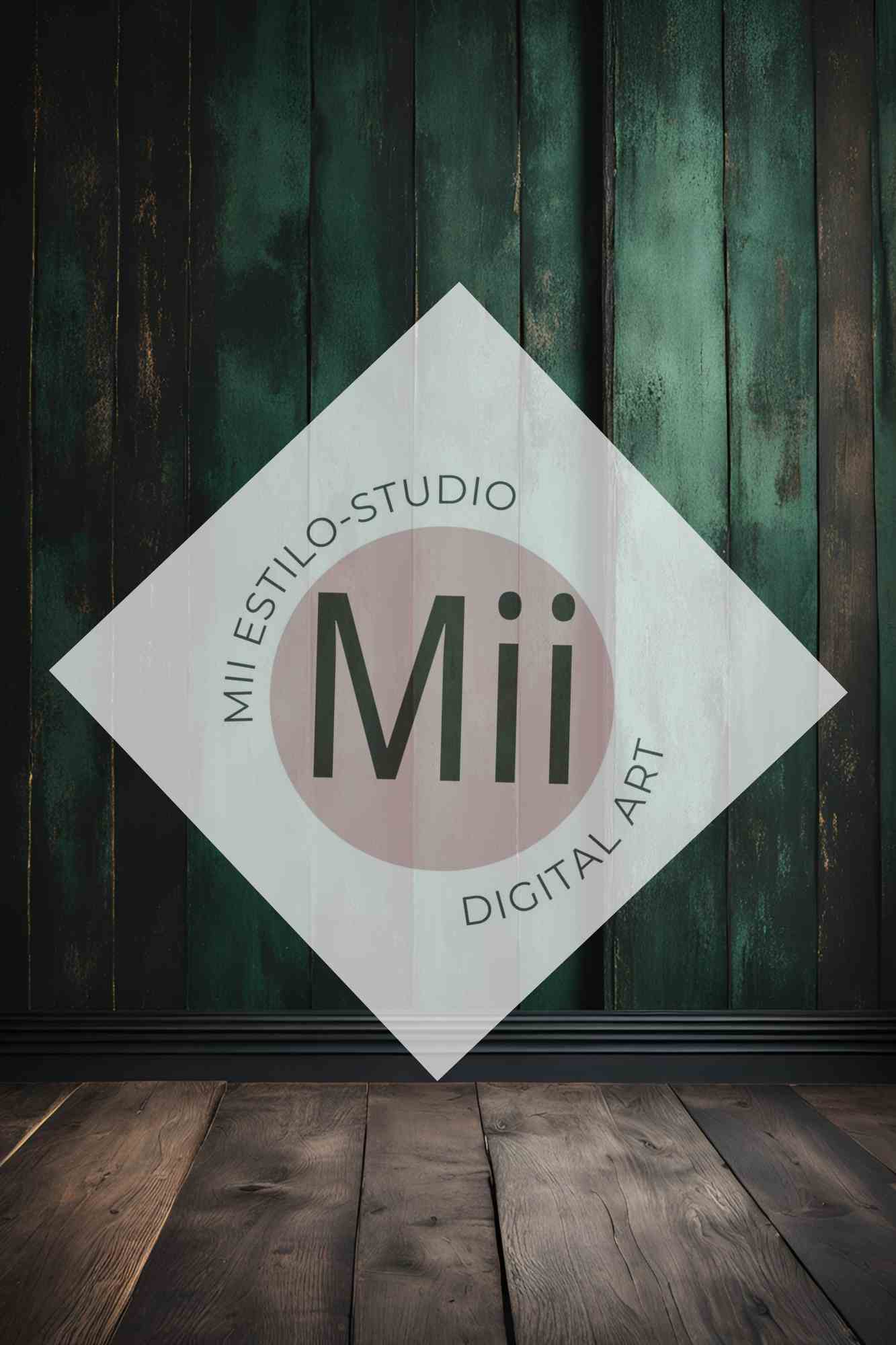 Angelica Rustic Dark Green Wooden Wall Digital Backdrop – Vintage Wood Panel Background for Photography - Mii - Estilo