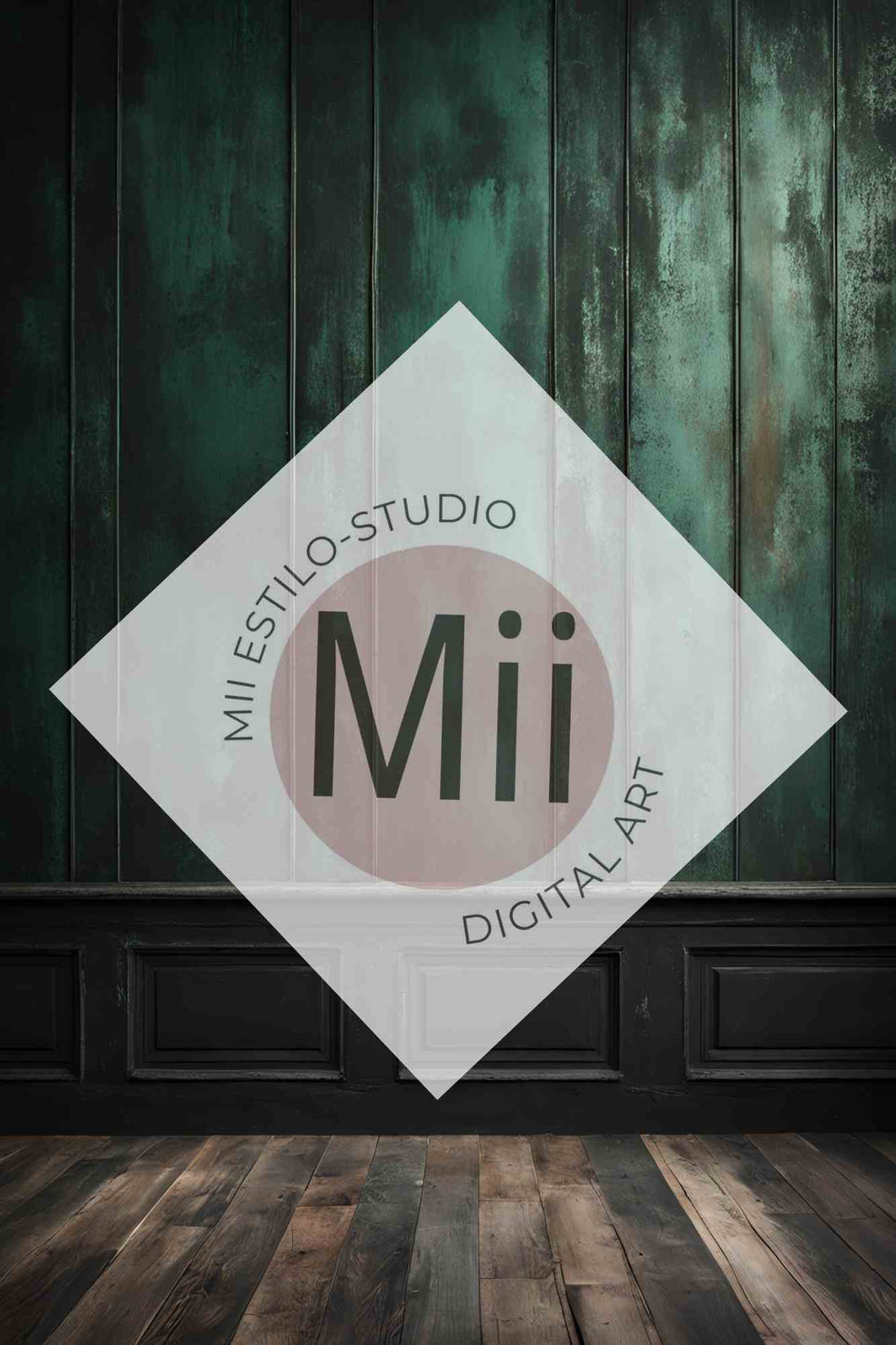 Angelica Rustic Dark Green Wooden Wall Digital Backdrop – Vintage Wood Panel Background for Photography - Mii - Estilo