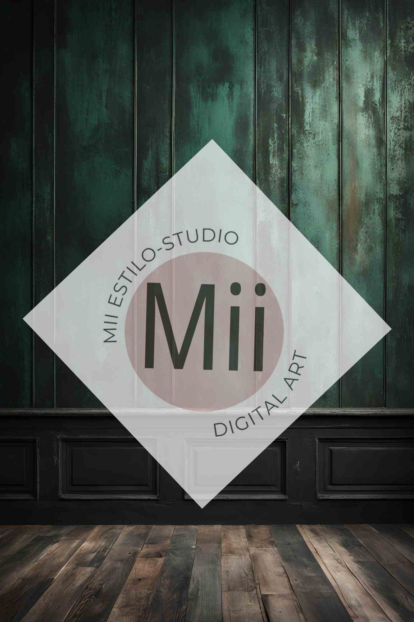 Angelica Rustic Dark Green Wooden Wall Digital Backdrop – Vintage Wood Panel Background for Photography - Mii - Estilo