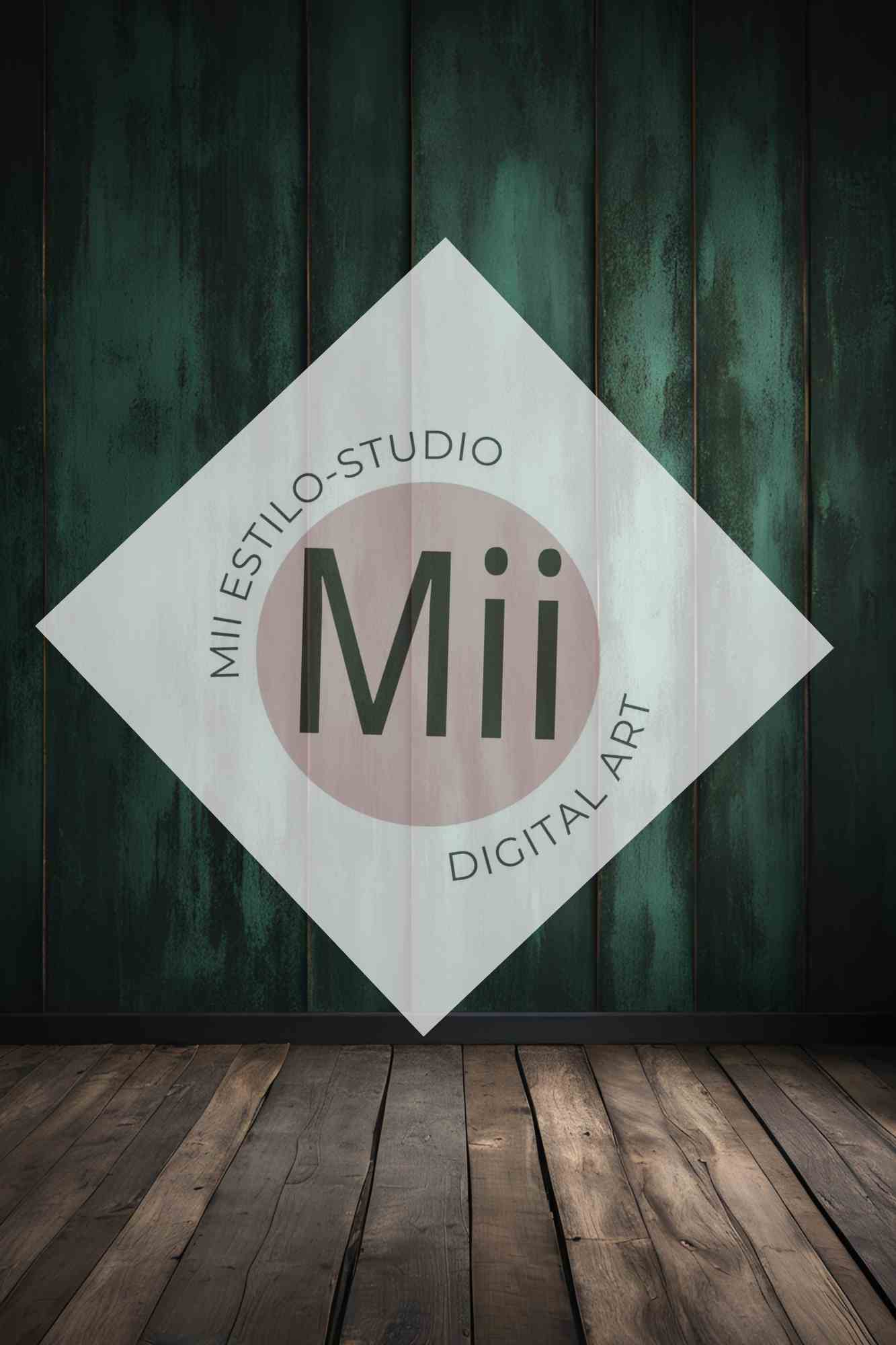 Angelica Rustic Dark Green Wooden Wall Digital Backdrop – Vintage Wood Panel Background for Photography - Mii - Estilo