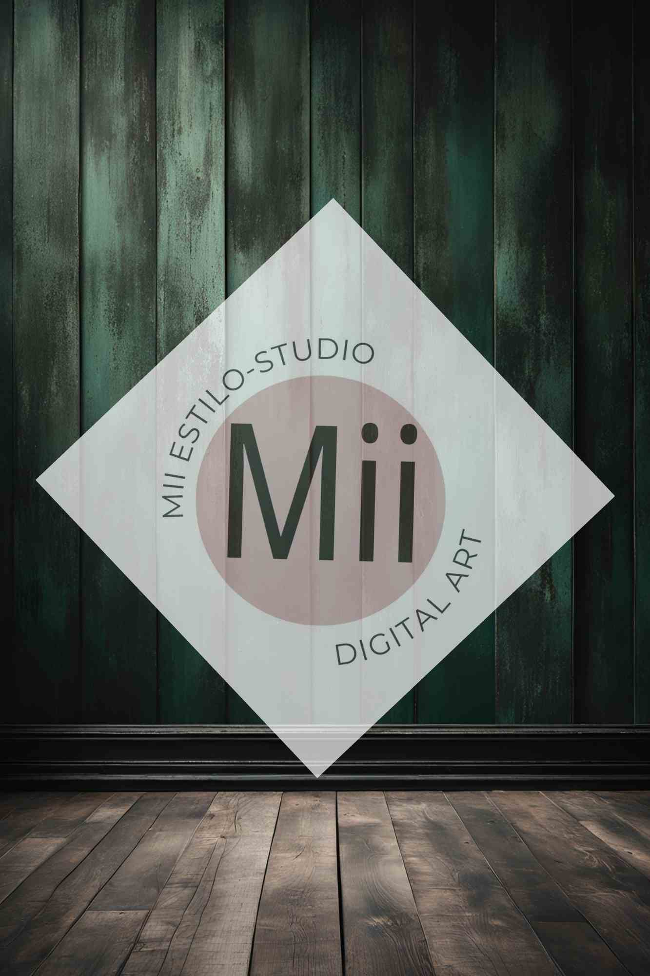 Angelica Rustic Dark Green Wooden Wall Digital Backdrop – Vintage Wood Panel Background for Photography - Mii - Estilo