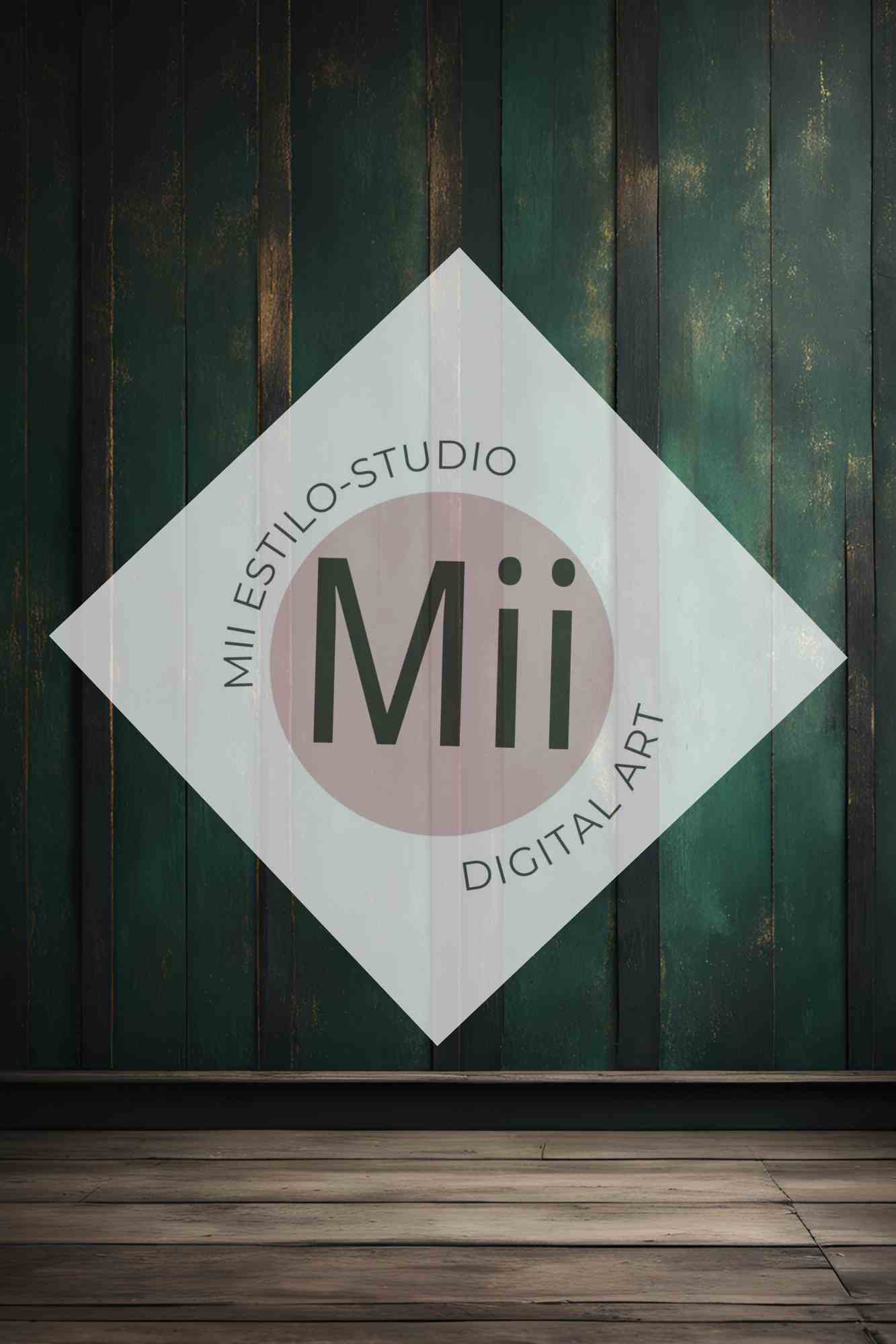 Angelica Rustic Dark Green Wooden Wall Digital Backdrop – Vintage Wood Panel Background for Photography - Mii - Estilo