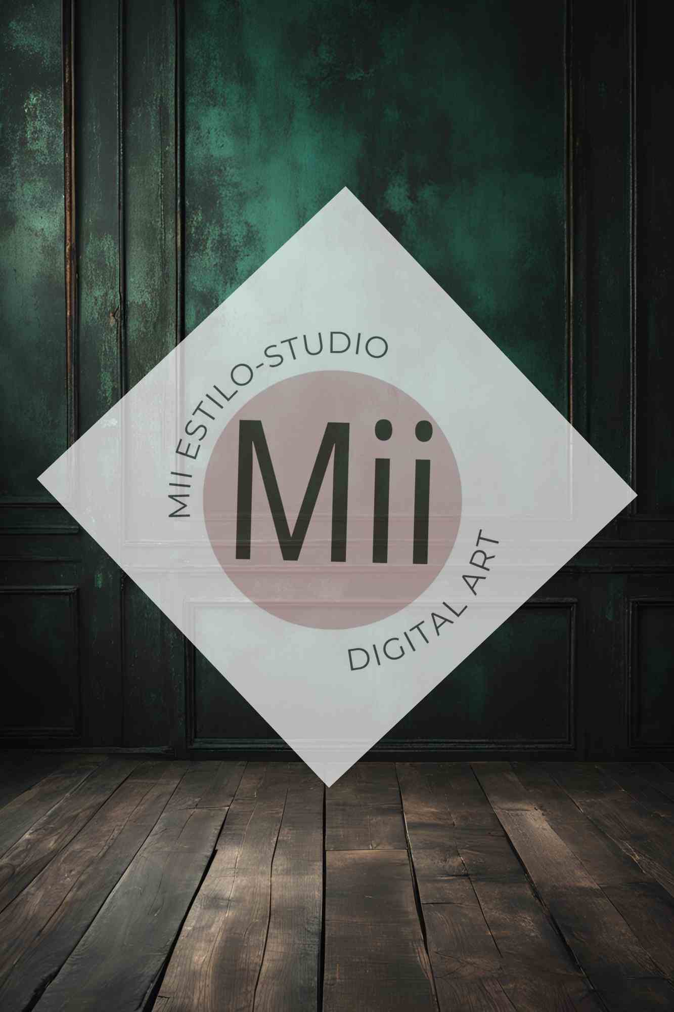 Angelica Rustic Dark Green Wooden Wall Digital Backdrop – Vintage Wood Panel Background for Photography - Mii - Estilo