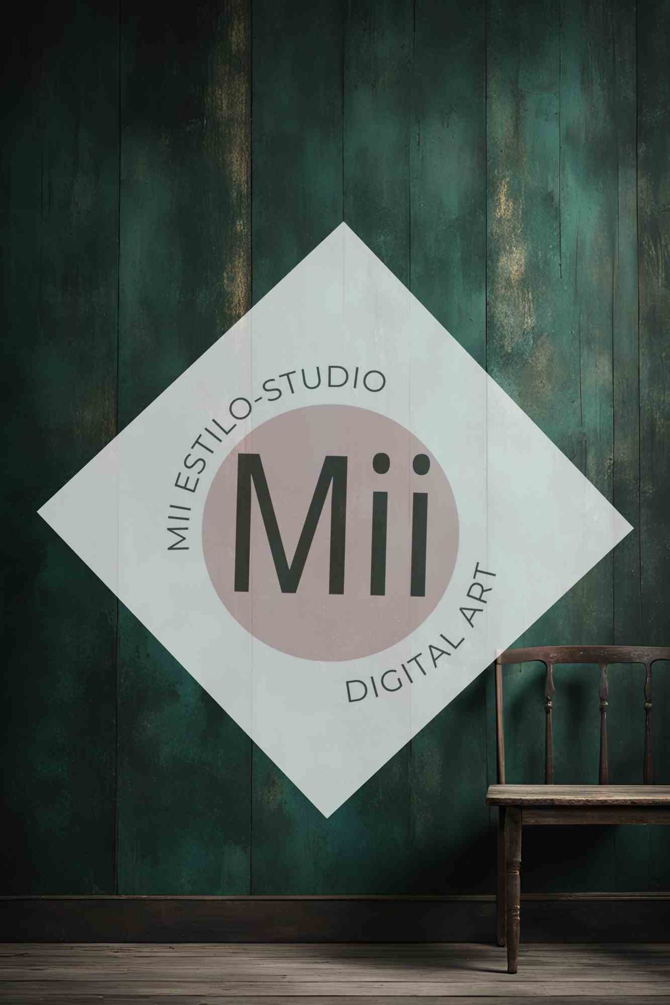 Angelica Rustic Dark Green Wooden Wall Digital Backdrop – Vintage Wood Panel Background for Photography - Mii - Estilo