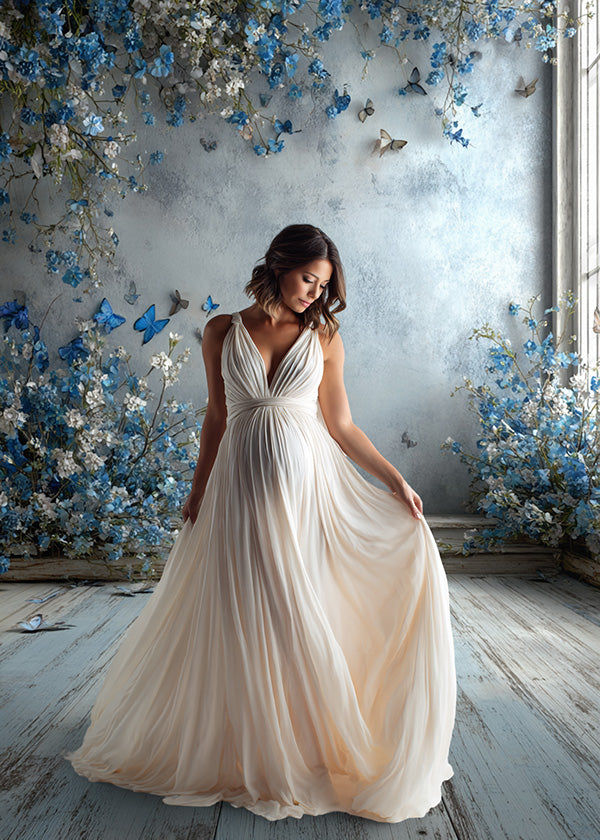 Blue, Grey & White Fine Art Backgrounds for Maternity and Portrait Photography