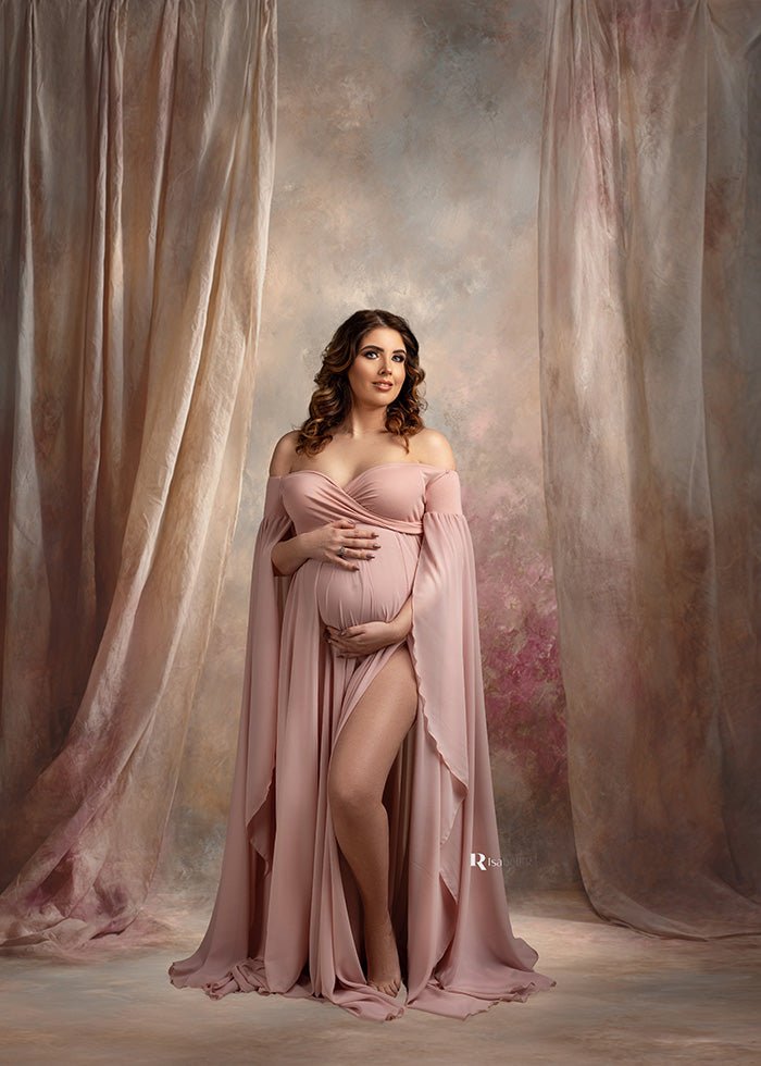 Blush Beige Backdrop – Romantic Painterly Studio Background for Portrait Photography - Mii - Estilo