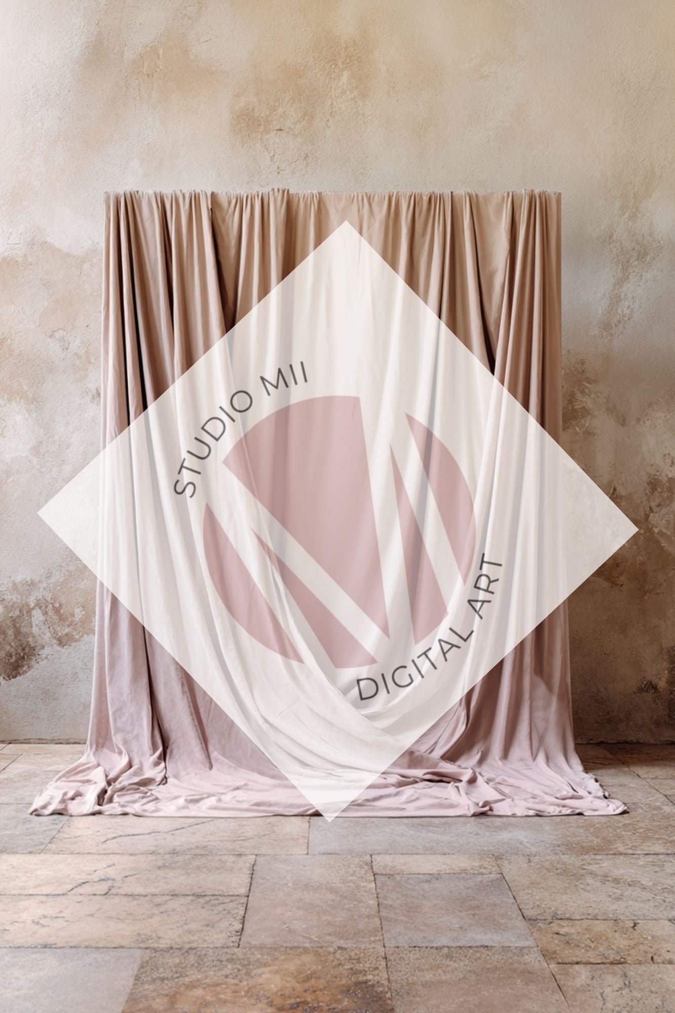 Blush Draped Fabric Backdrop Set (12) – Old World Textured Wall Fine Art Digital Backgrounds - Studio Mulder