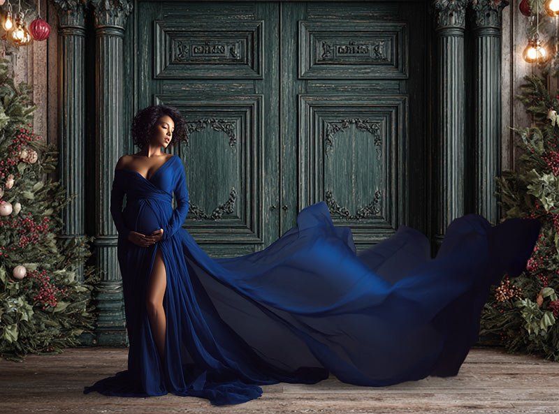 Christmas Green Doors Digital Backdrop Collection – Fine Art Holiday Backgrounds for Family and Portrait Photography - Mii - Estilo