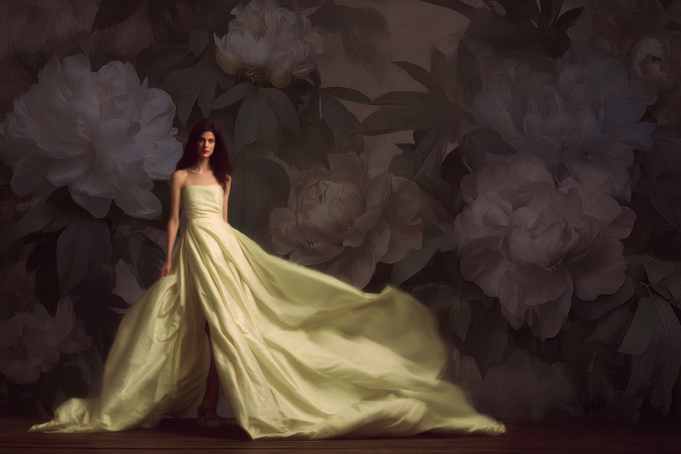 Digital Floral Backdrop for Maternity Photography – Elegant Studio Background for Timeless Portraits - Mii - Estilo
