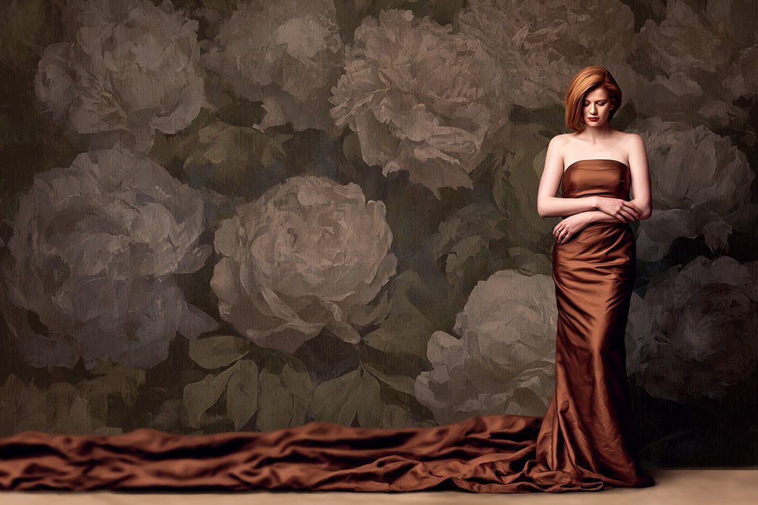 Digital Floral Backdrop for Maternity Photography – Elegant Studio Background for Timeless Portraits - Mii - Estilo
