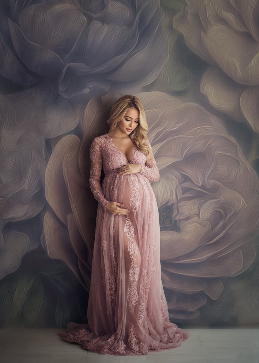 Floral Paint Digital Backdrop Collection – Pink & Blue Tones for Fine Art and Maternity Photography - Mii - Estilo