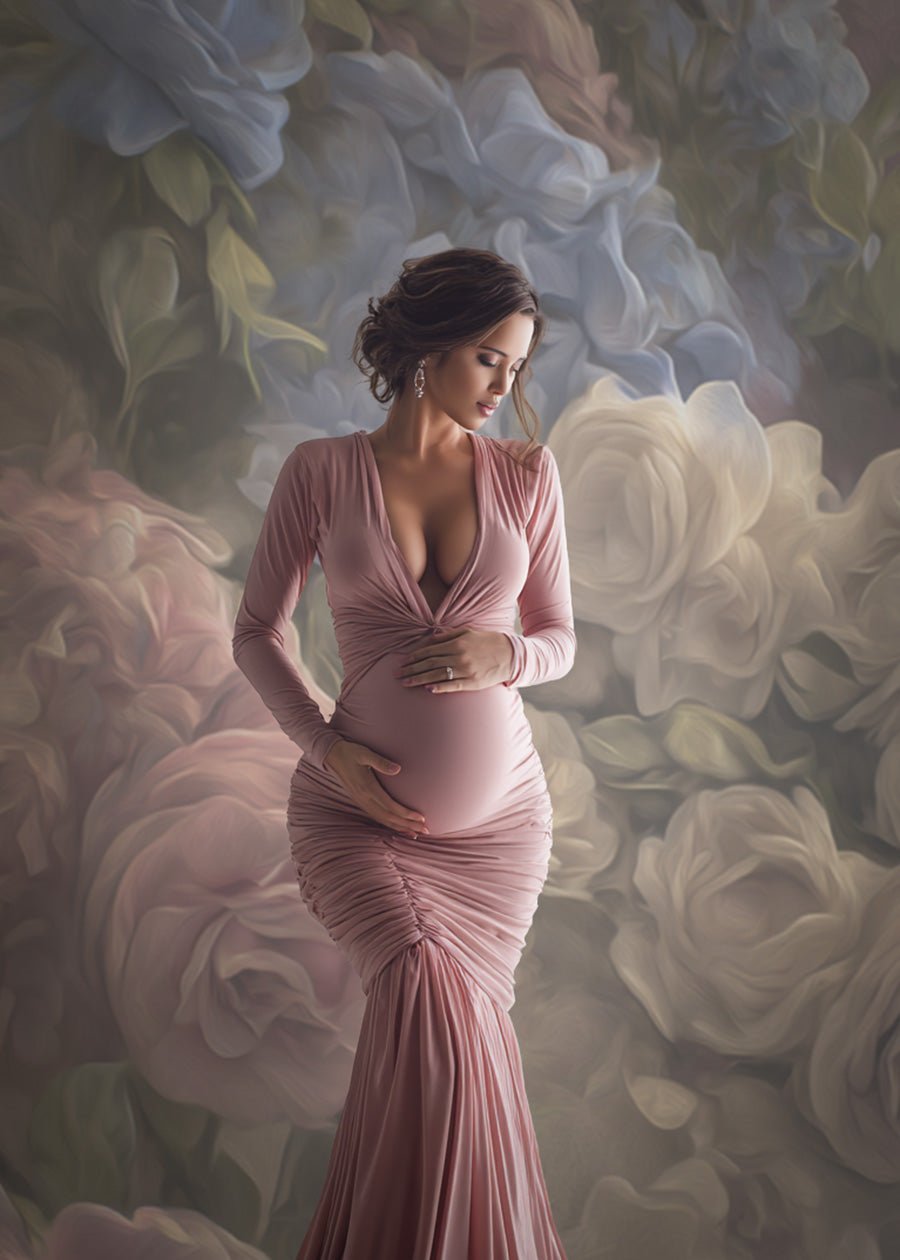 Floral Paint Digital Backdrop Collection – Pink & Blue Tones for Fine Art and Maternity Photography - Mii - Estilo
