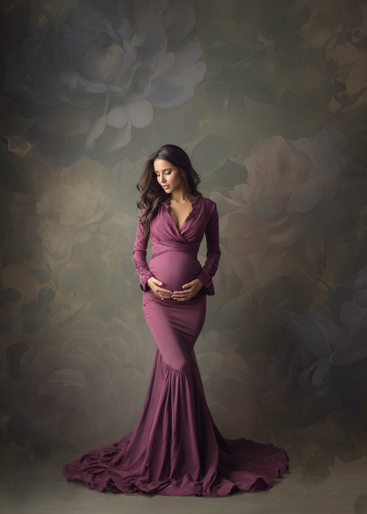 Floral Paint Digital Backdrop Collection – Pink & Blue Tones for Fine Art and Maternity Photography - Mii - Estilo