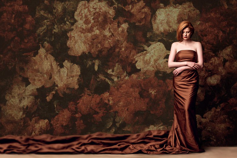 Floral Paint Digital Backdrop Collection – Red & Brown Tones for Fine Art and Maternity Photography - Mii - Estilo