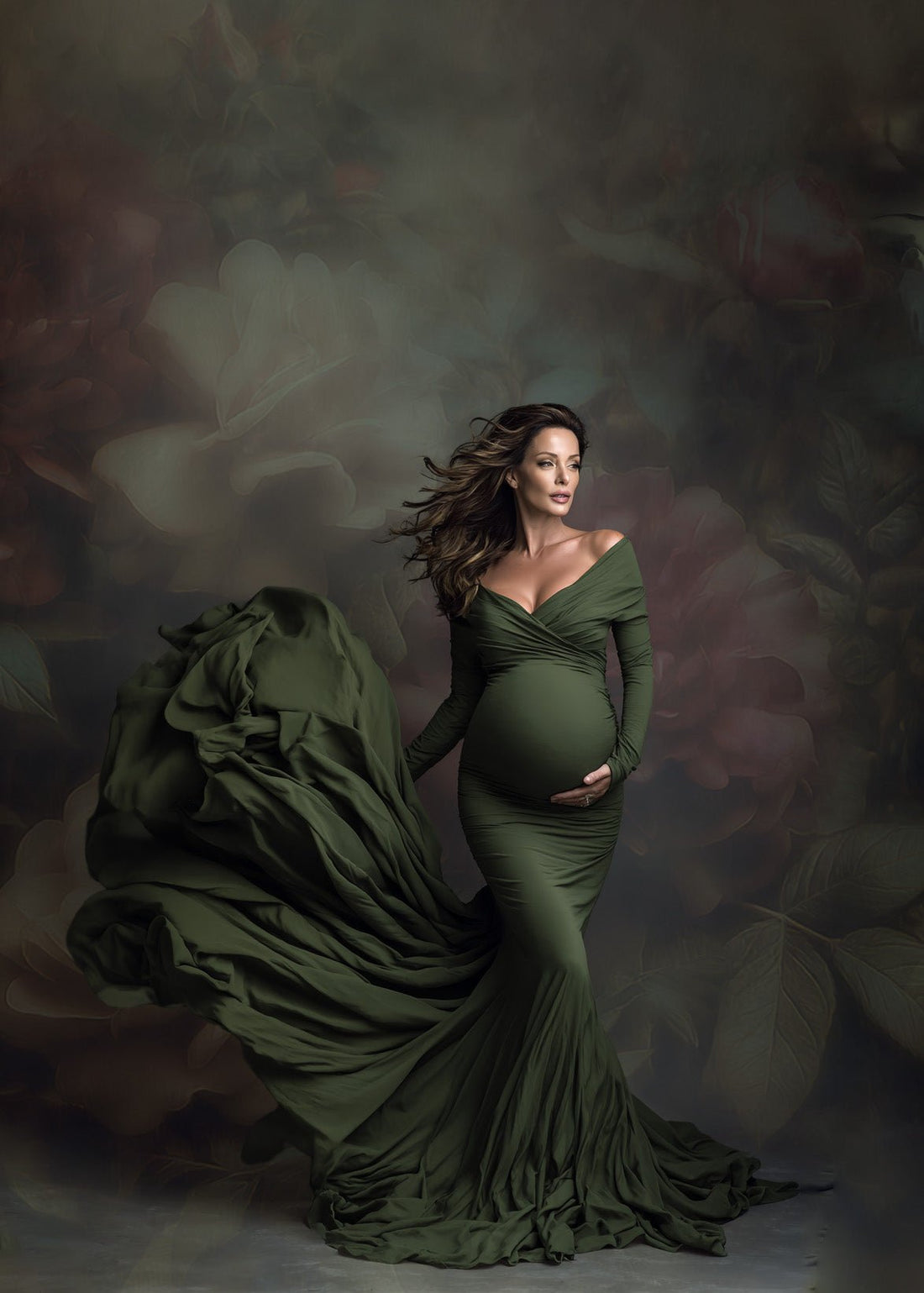 Floral Paint Digital Backdrop Collection – Red & Brown Tones for Fine Art and Maternity Photography - Mii - Estilo