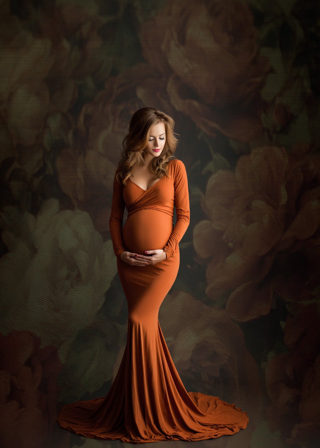 Floral Paint Digital Backdrop Collection – Red & Brown Tones for Fine Art and Maternity Photography - Mii - Estilo