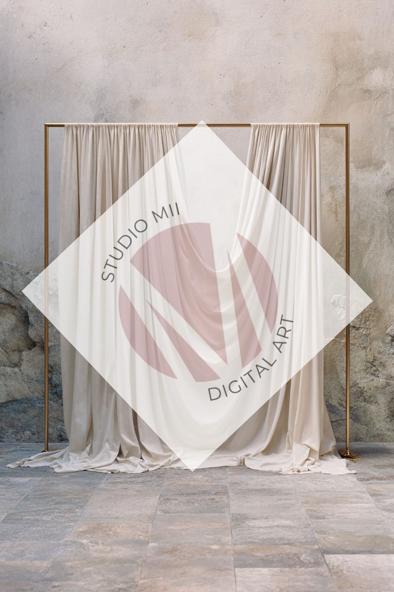 Ivory Draped Fabric Backdrop Set (12) – Old World Textured Wall Fine Art Digital Backgrounds - Studio Mulder