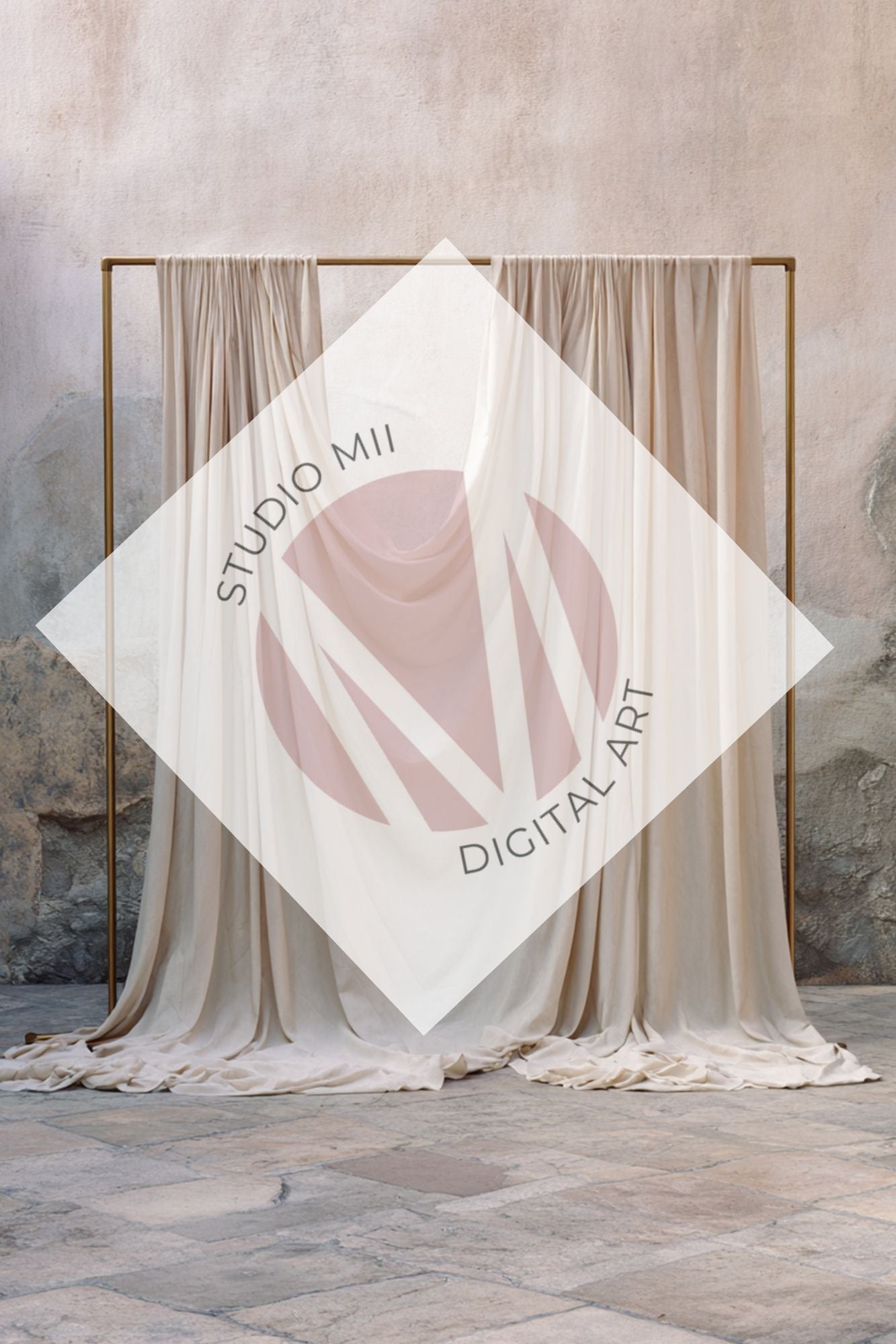 Ivory Draped Fabric Backdrop Set (12) – Old World Textured Wall Fine Art Digital Backgrounds - Studio Mulder