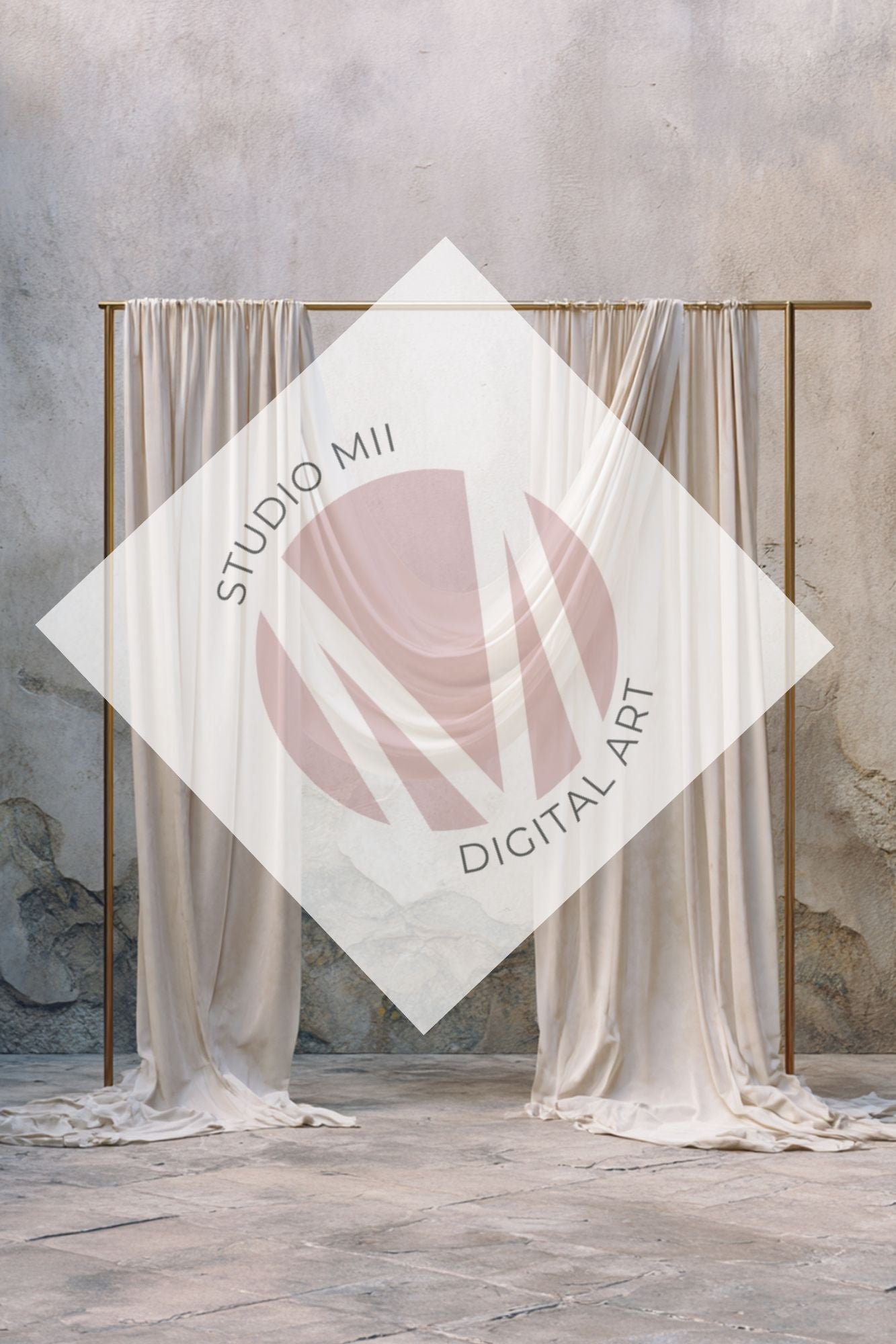 Ivory Draped Fabric Backdrop Set (12) – Old World Textured Wall Fine Art Digital Backgrounds - Studio Mulder
