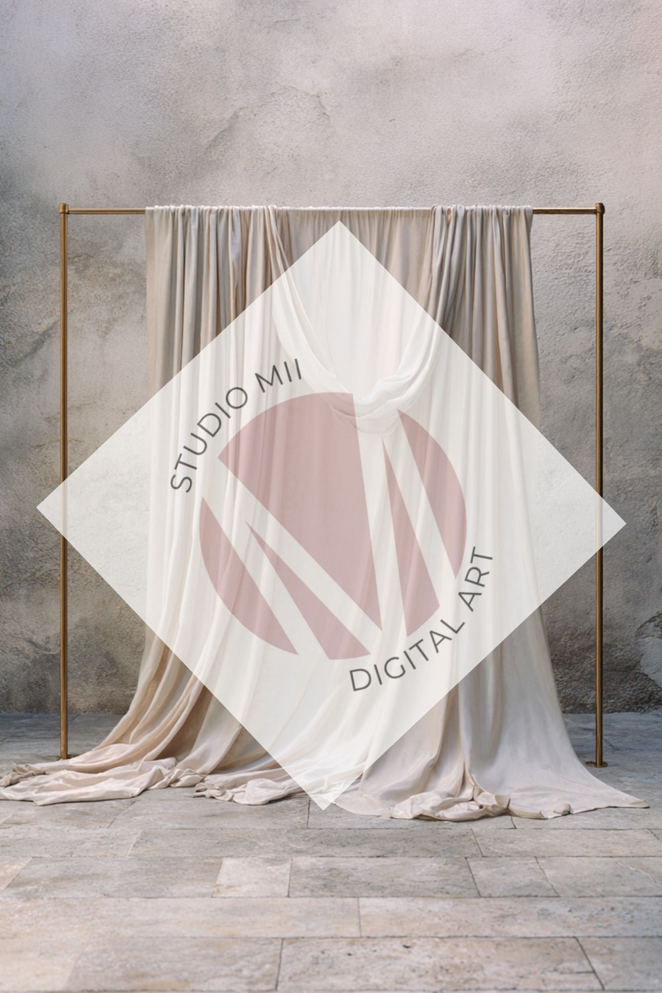 Ivory Draped Fabric Backdrop Set (12) – Old World Textured Wall Fine Art Digital Backgrounds - Studio Mulder