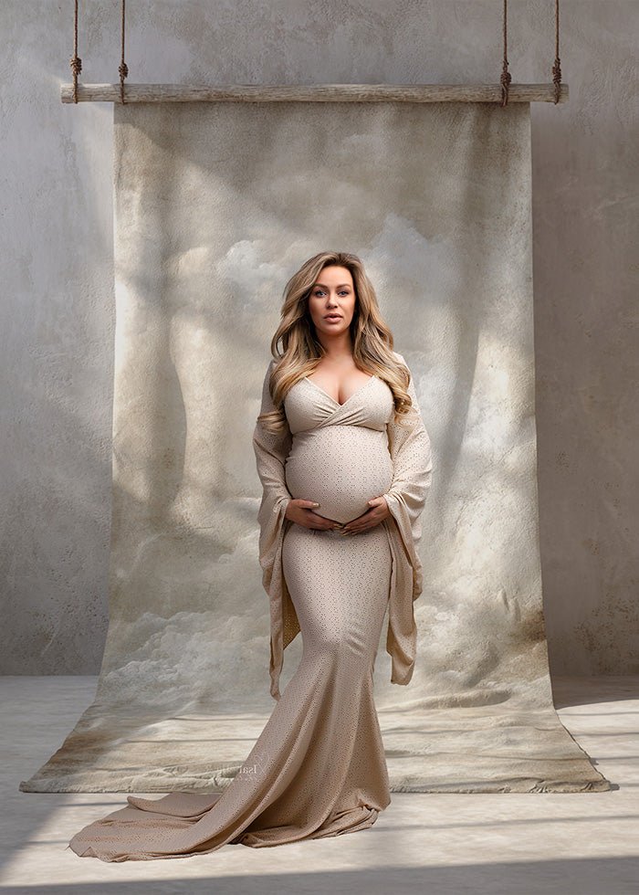 Light Grey Backdrop – Vintage Painterly Studio Background for Portrait Photography - Mii - Estilo