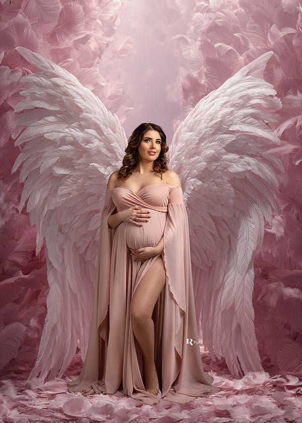 Pink Angel Wings Backdrop – Heavenly Digital Background for Newborn and Portrait Photography - Mii - Estilo