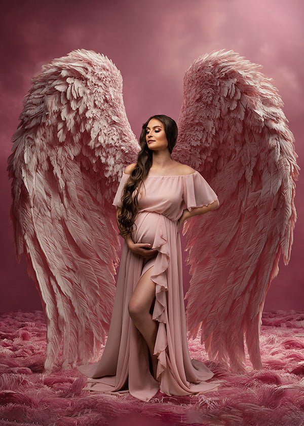 Pink Angel Wings Backdrop – Heavenly Digital Background for Newborn and Portrait Photography - Mii - Estilo