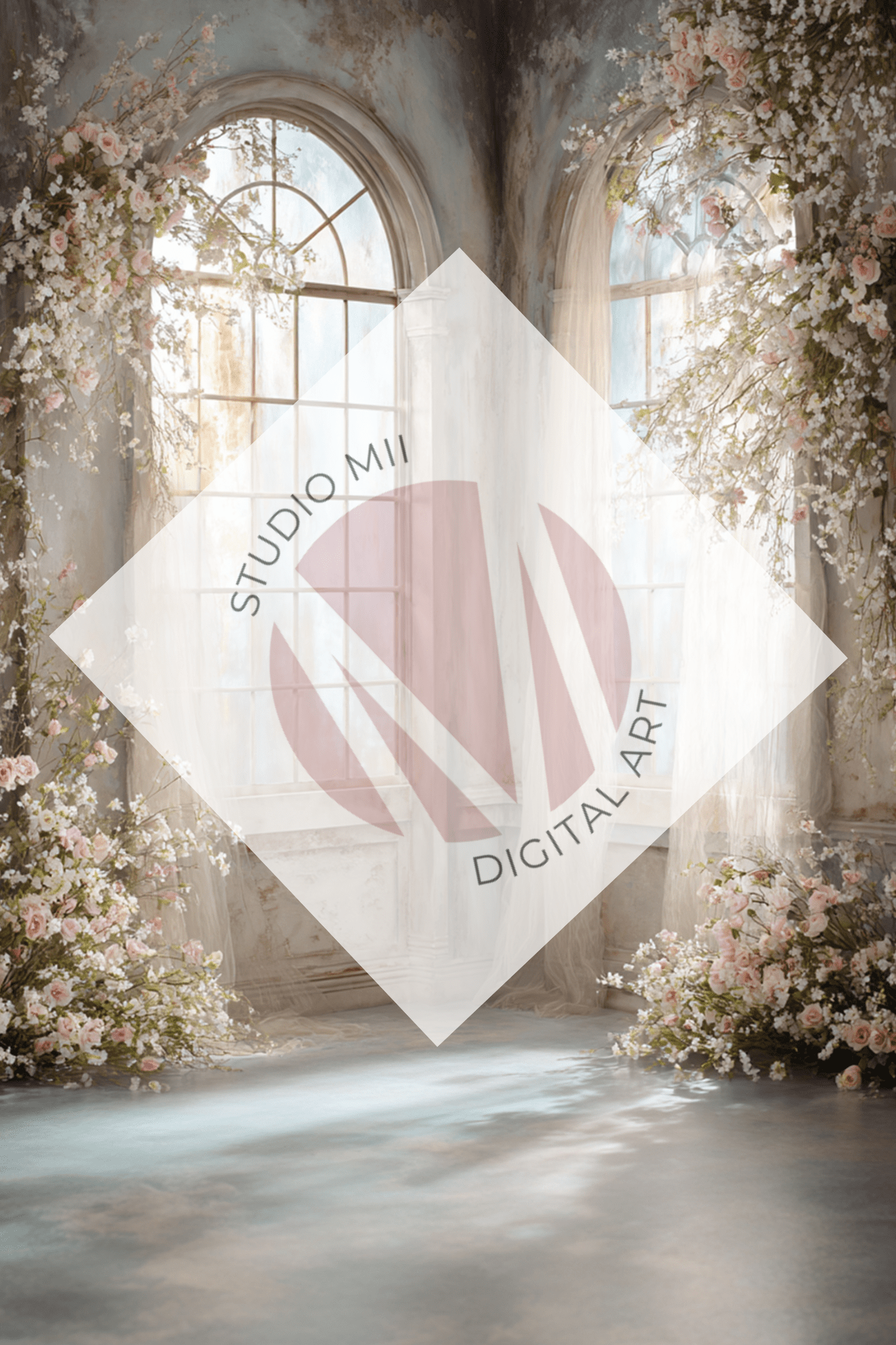 Romantic Floral Window Digital Backdrop Set – Fine Art Photography Backgrounds for Newborn, Maternity & Child Portraits - Studio Mulder