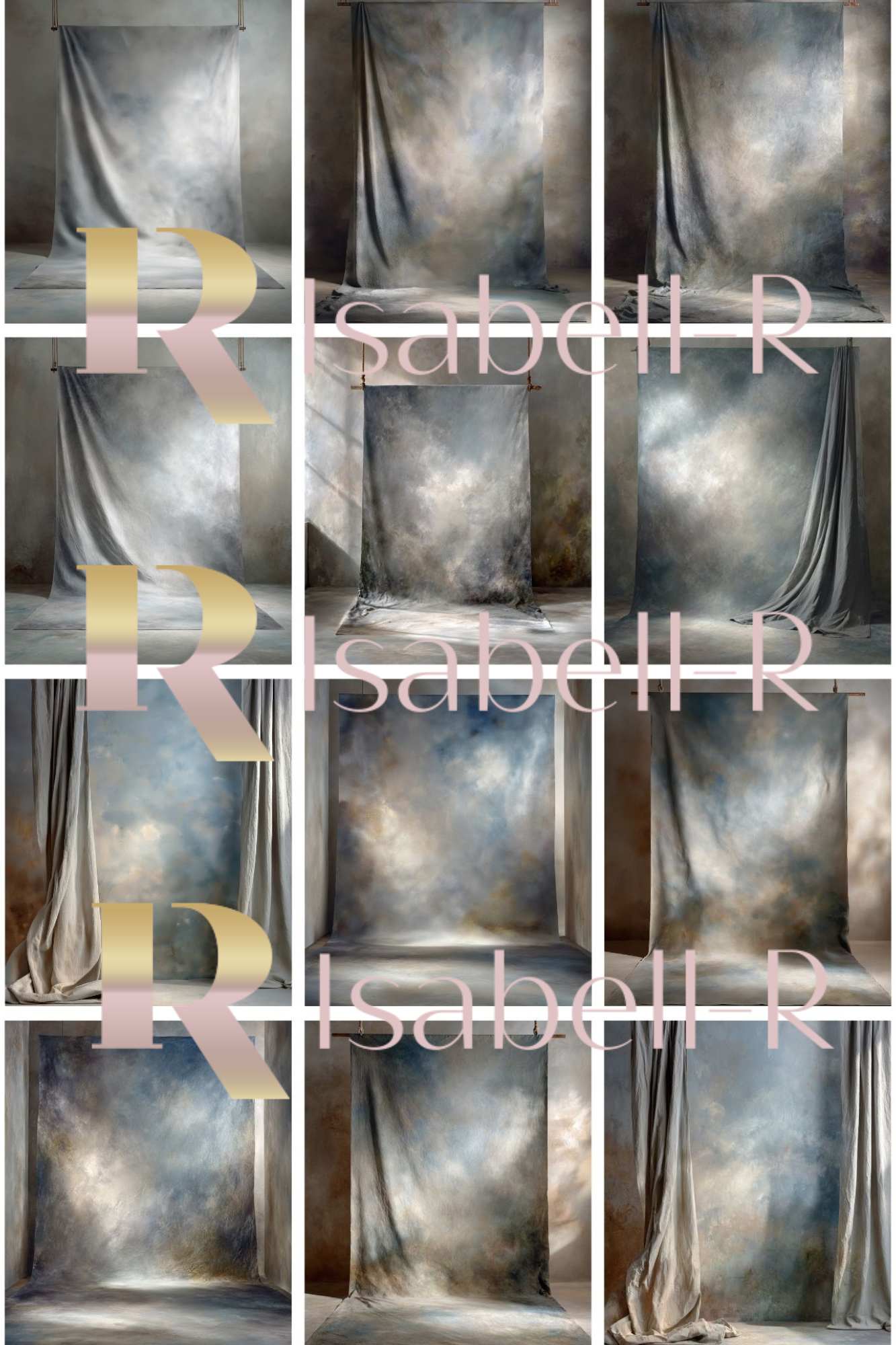 Rustic Painterly Studio Backdrop – Warm & Cool Tones | Digital Photography Background Set of 12 | High - Resolution Backdrops for Portraits & Branding - Mii - Estilo