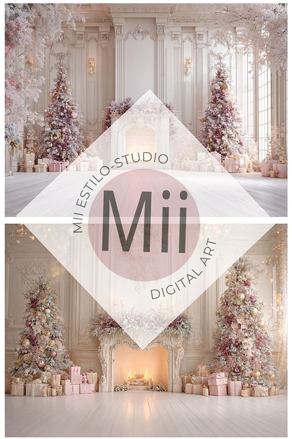 Soft Pastel Holiday Fireplace Backdrop - Mii - Estilo
