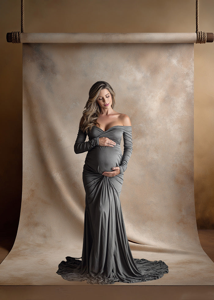 Neutral Beige Backdrop – Vintage Painterly Canvas Background for Portrait Photography, Rustic Studio Backdrop