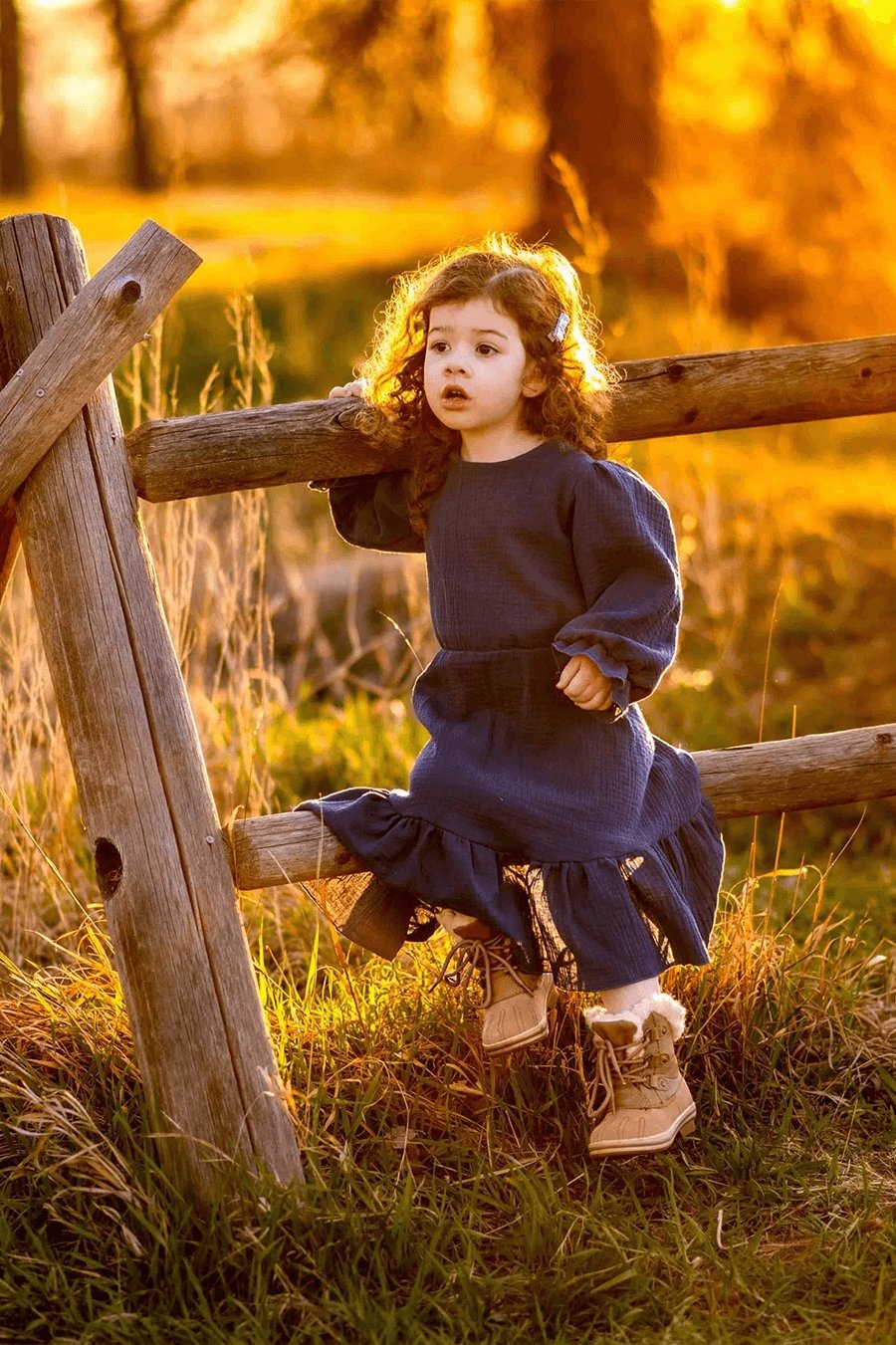 Boho Siena Girls Dress - Denim - Mii-Estilo.com