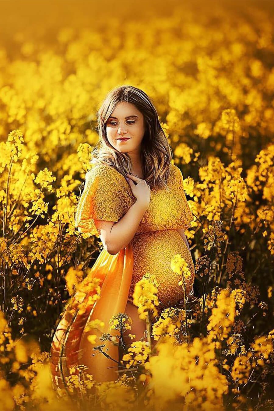 Dianthus Maternity Dress - Ocre - Mii-Estilo.com