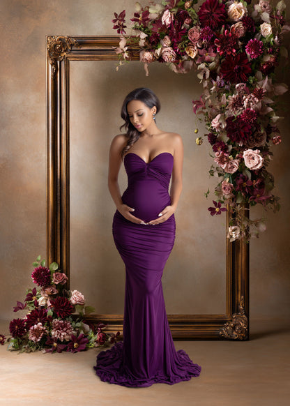 Vintage Floral Frame Digital Backdrop Collection – Plum &amp; Aubergine Fine Art Photography Backgrounds