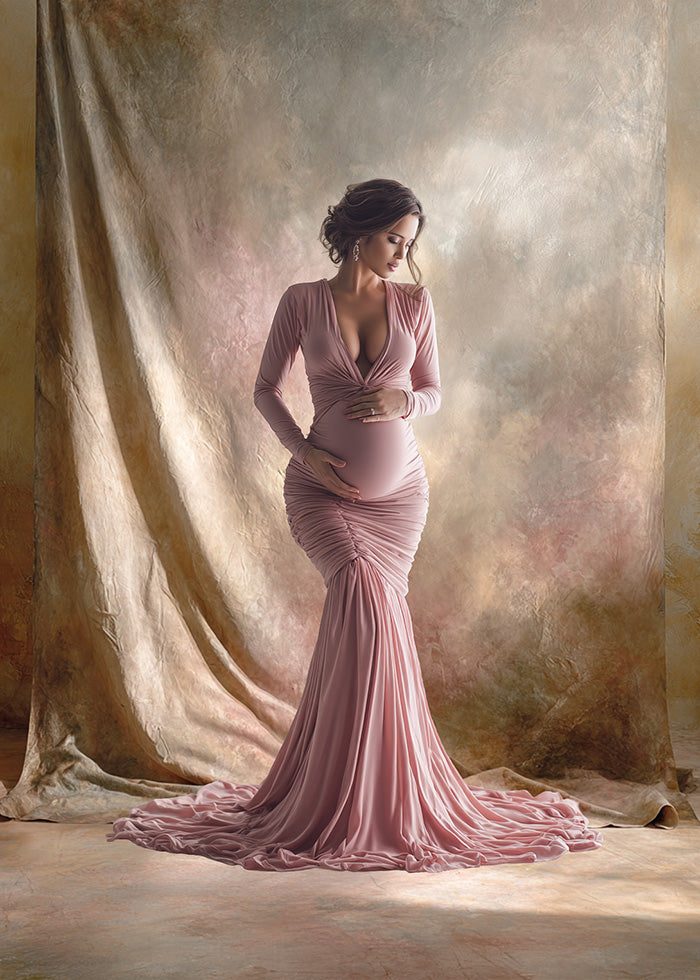 Blush Beige Backdrop – Romantic Painterly Studio Background for Portrait Photography