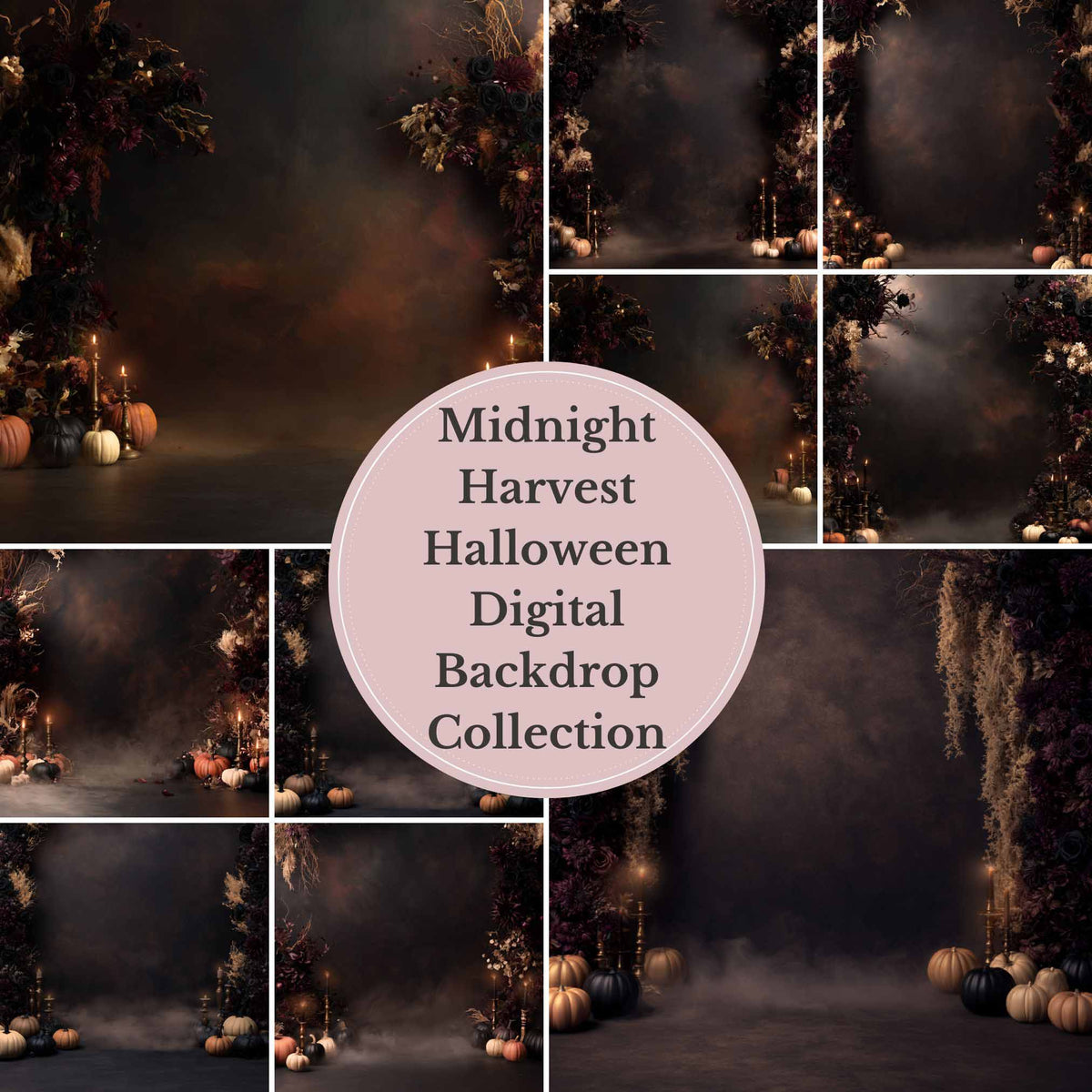 Midnight Harvest Halloween Digital Backdrop Collection