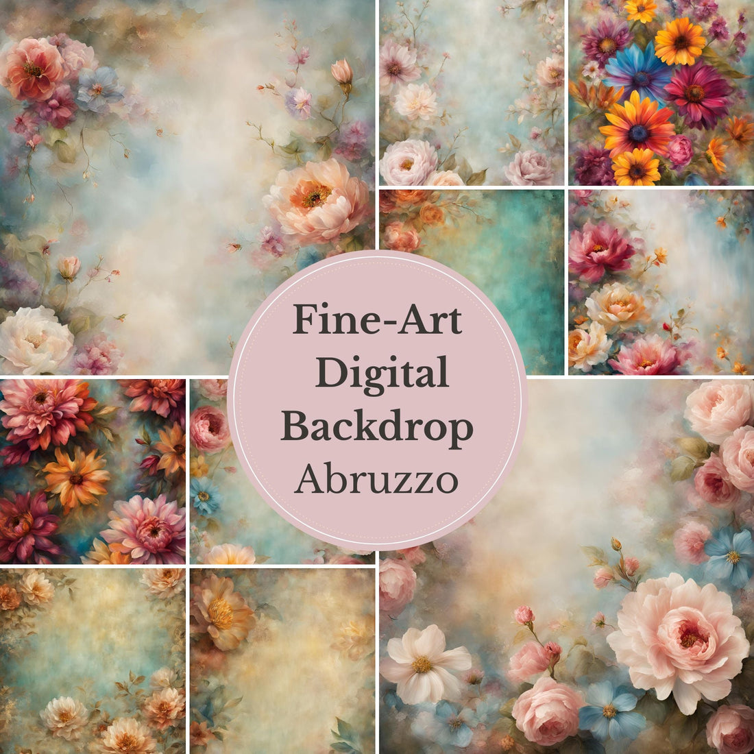 Abruzzo Flower Handcrafted Canvas Style Digital Backdrops, Maternity Photoshoot Backgrounds, Flower Texture Overlays, Flower Fine Art Backdrop Designs, Photoshop Overlay Textures - Mii - Estilo