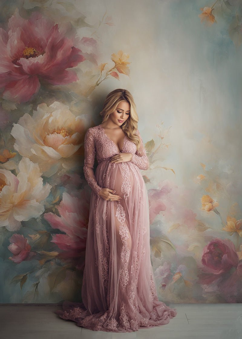 Abruzzo Flower Handcrafted Canvas Style Digital Backdrops, Maternity Photoshoot Backgrounds, Flower Texture Overlays, Flower Fine Art Backdrop Designs, Photoshop Overlay Textures - Mii - Estilo
