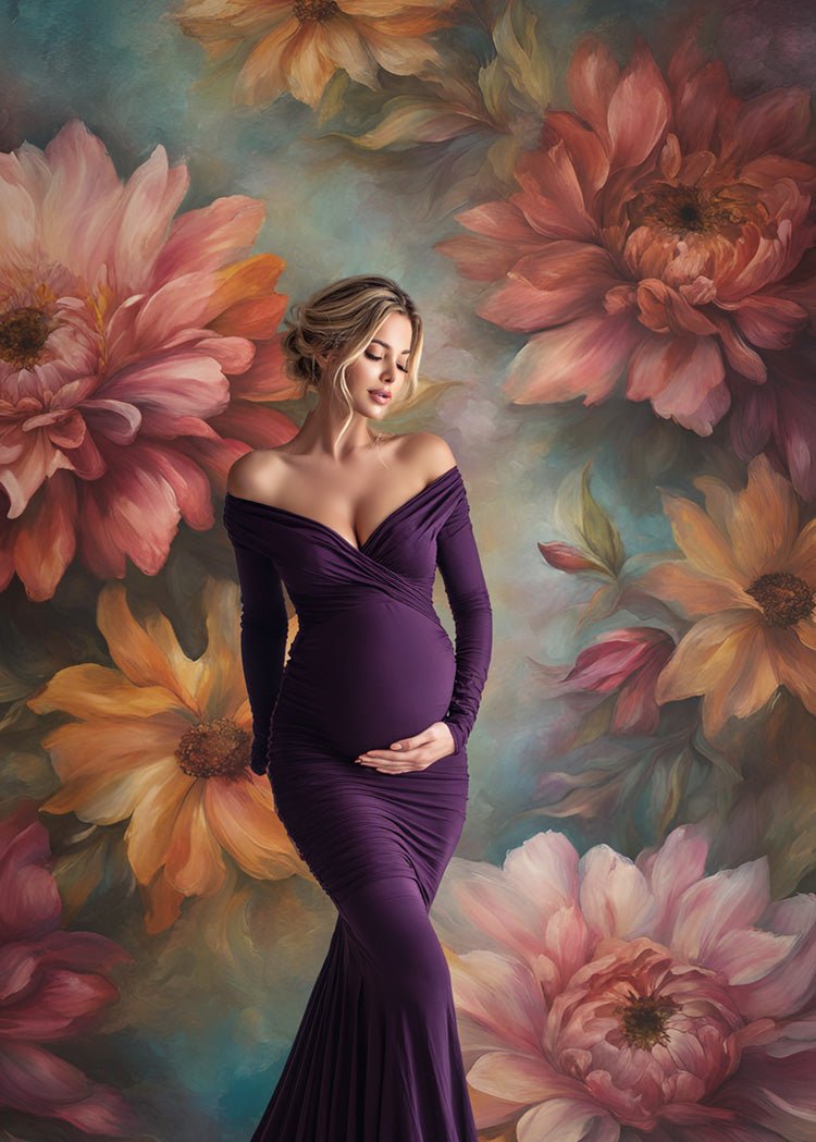Abruzzo Flower Handcrafted Canvas Style Digital Backdrops, Maternity Photoshoot Backgrounds, Flower Texture Overlays, Flower Fine Art Backdrop Designs, Photoshop Overlay Textures - Mii - Estilo